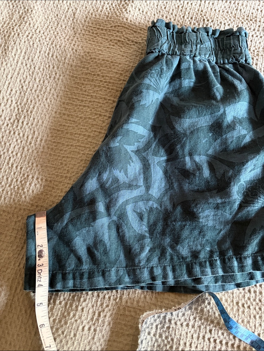 Madewell Linen Blend High-Waist Teal Floral Print Women's Shorts. M - Picture 6 of 6